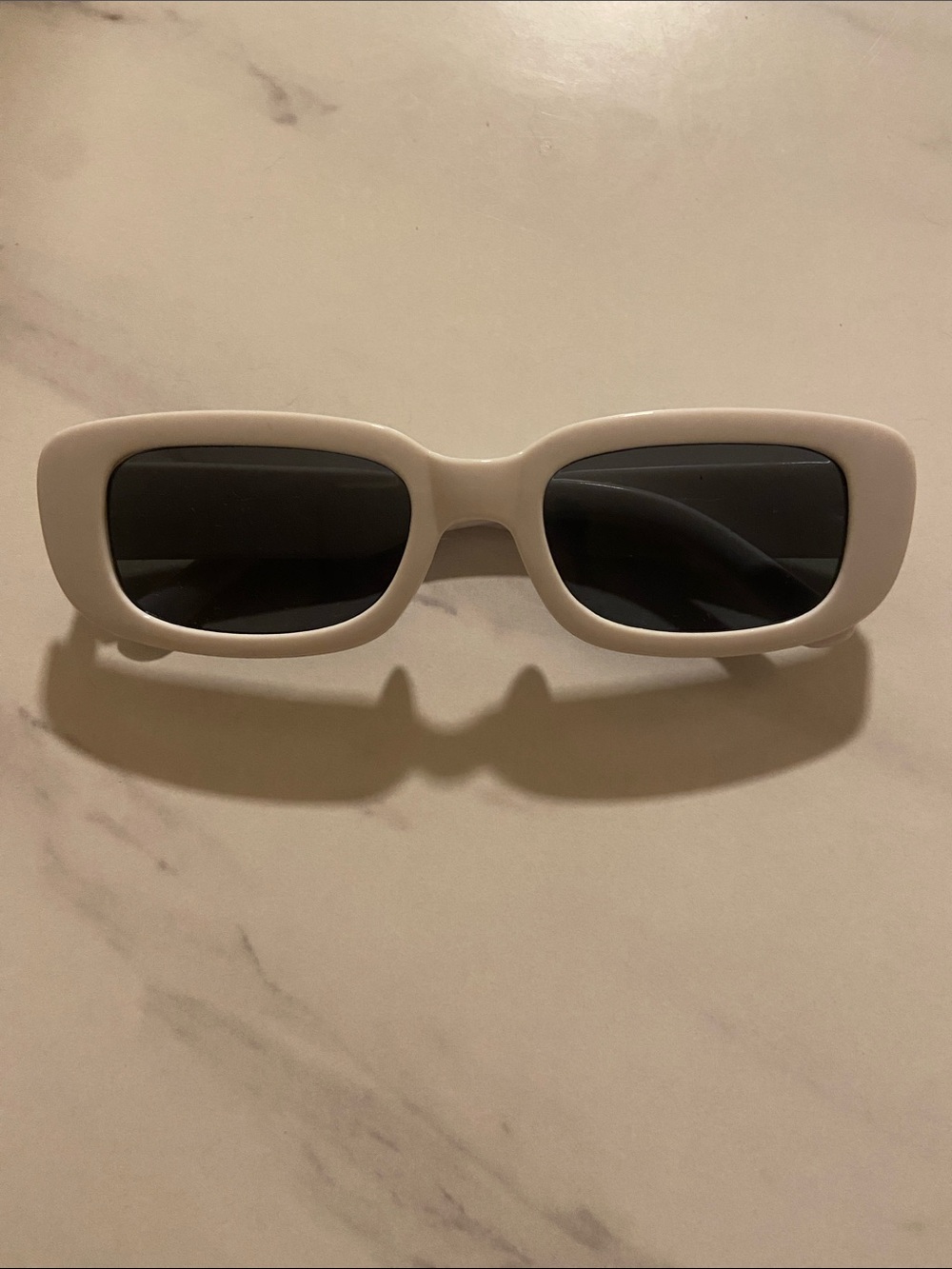 Classic Rectangular White Women's Sunglasses